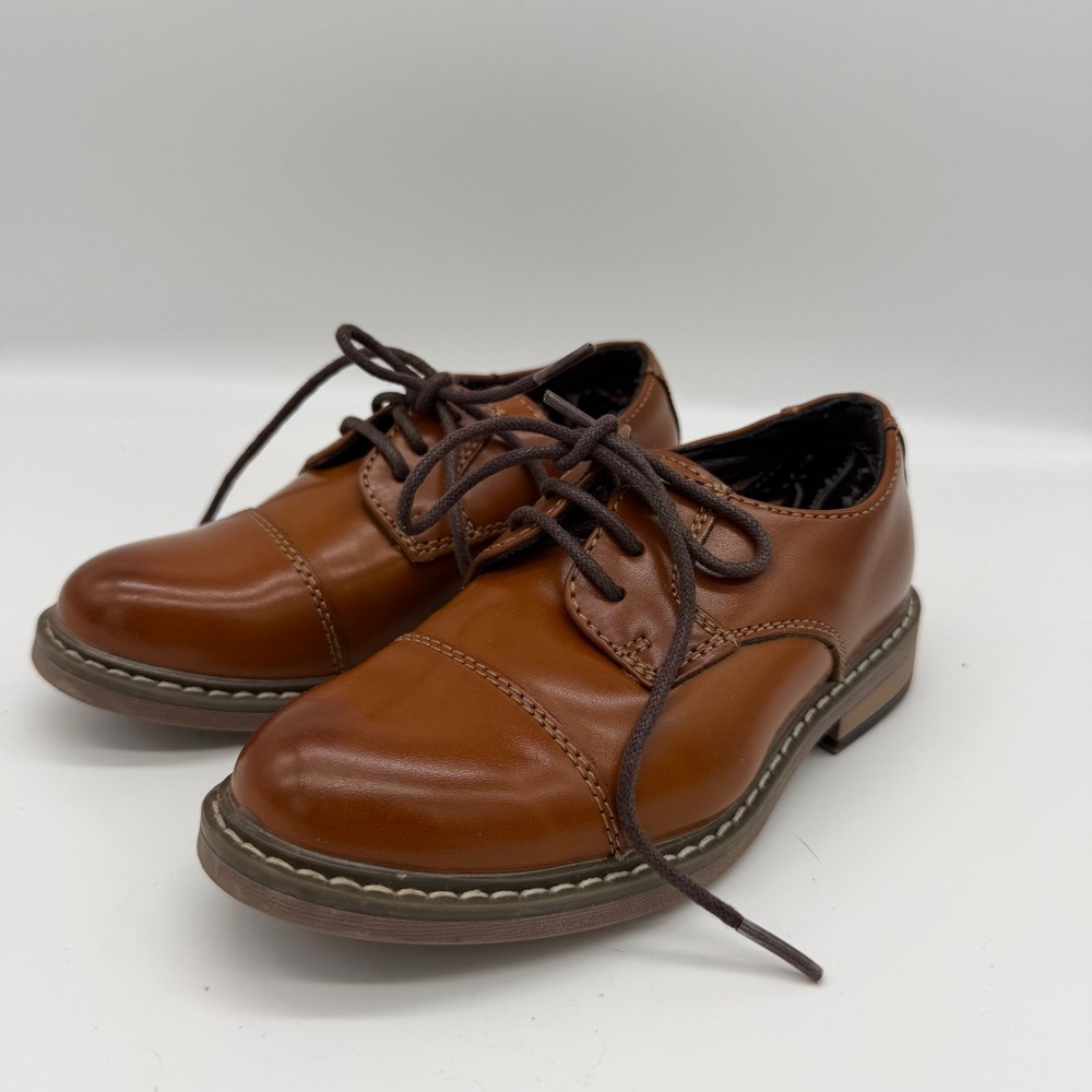 Bruno Marc Kids Cognac Brown Cap Toe Oxford Dress Shoes SBOX211K Size 10